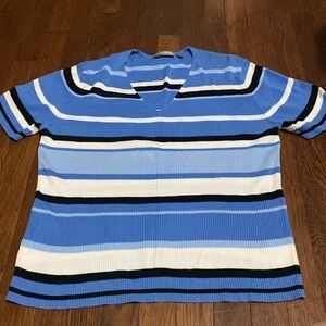 Croft and barrow Blue Black and White striped shirt